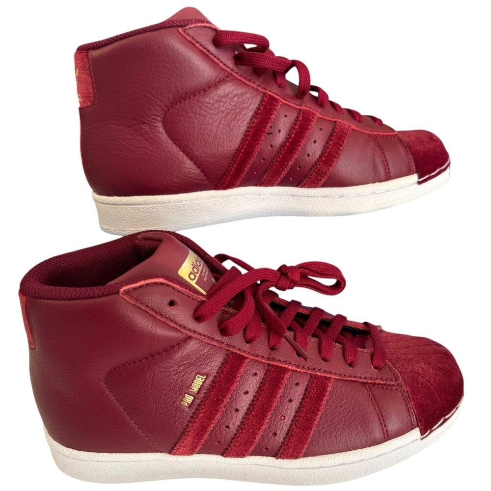 Adidas Originals Pro Model High Top Sneakers‎ Size 5 Burgundy Velvet NIB